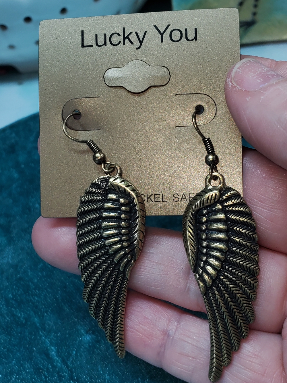 NWT Lucky Brand Antique Gold Wing Earrings